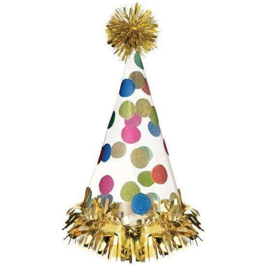 Card and Party Giant Happy Birthday Dots Large Foil Cone Hat (1ct)