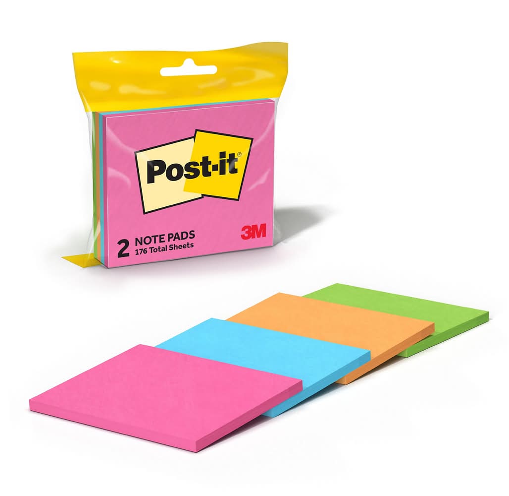 Post-It Sticky Notes, 2.5x3 in, White-Yellow (176 ct)