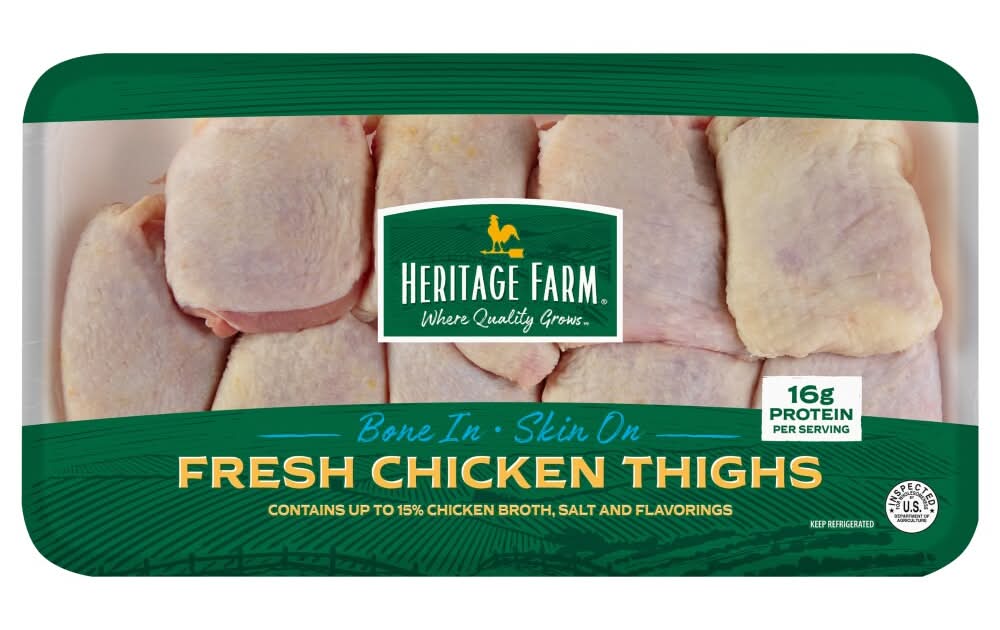 Heritage Farm Bone-In Skin-On Fresh Chicken Thighs
