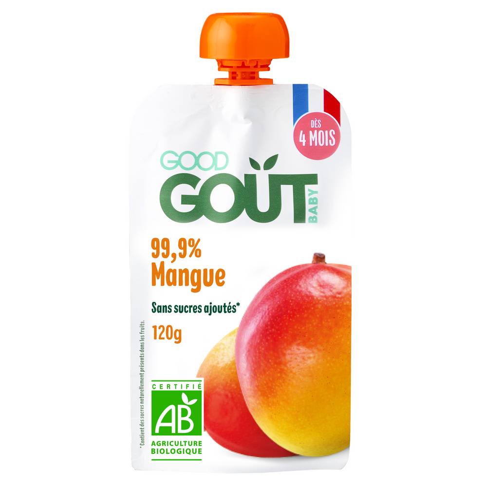 Good Goût - Purée de fruits à boire pour bébé dès 4 mois sans sucres ajoutés bio (mangue)