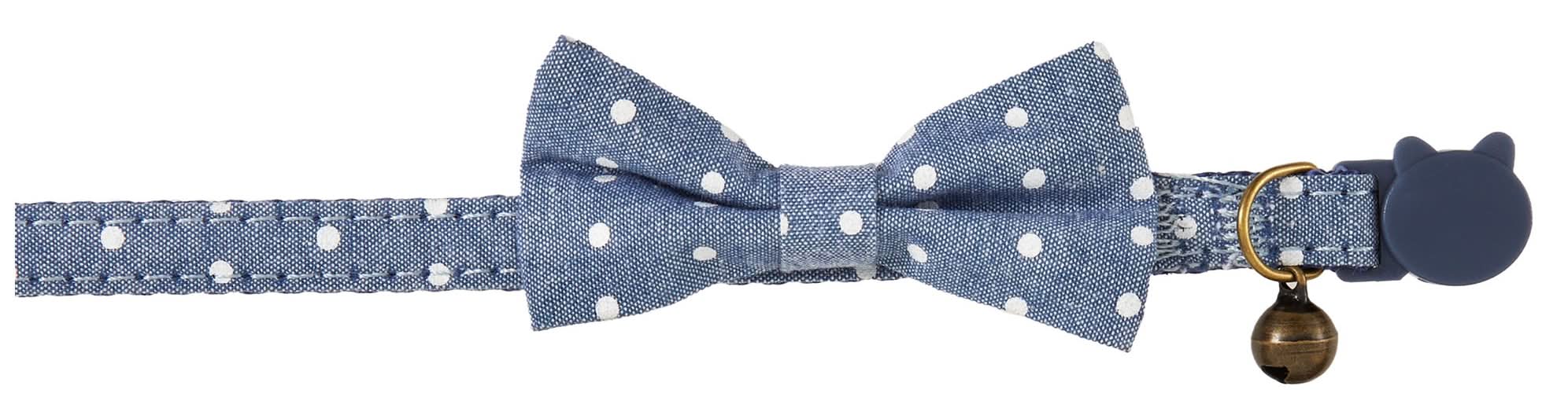 Whisker City® Blue Dots Cat Collar, Easy Release Cat Collar, Breakaway Collar, Kitten, Blue (Color: Blue, Size: Kitten)
