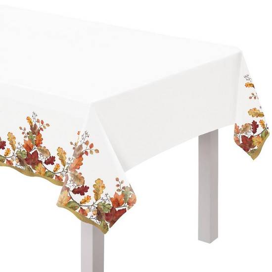 Nature Harvest Fall Plastic Table Cover, 54in x 102in