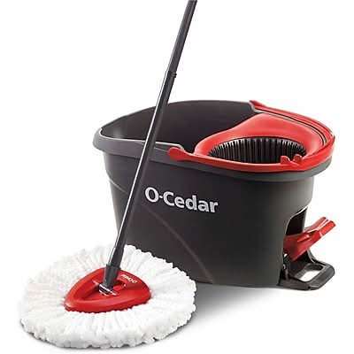O‑Cedar EasyWring Spin Mop & Bucket Kit, Black/Red (148473)