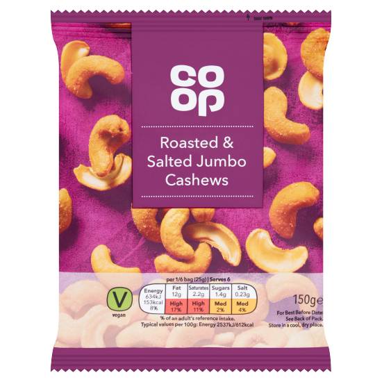 Co-Op Roasted & Salted Jumbo Cashews 150g