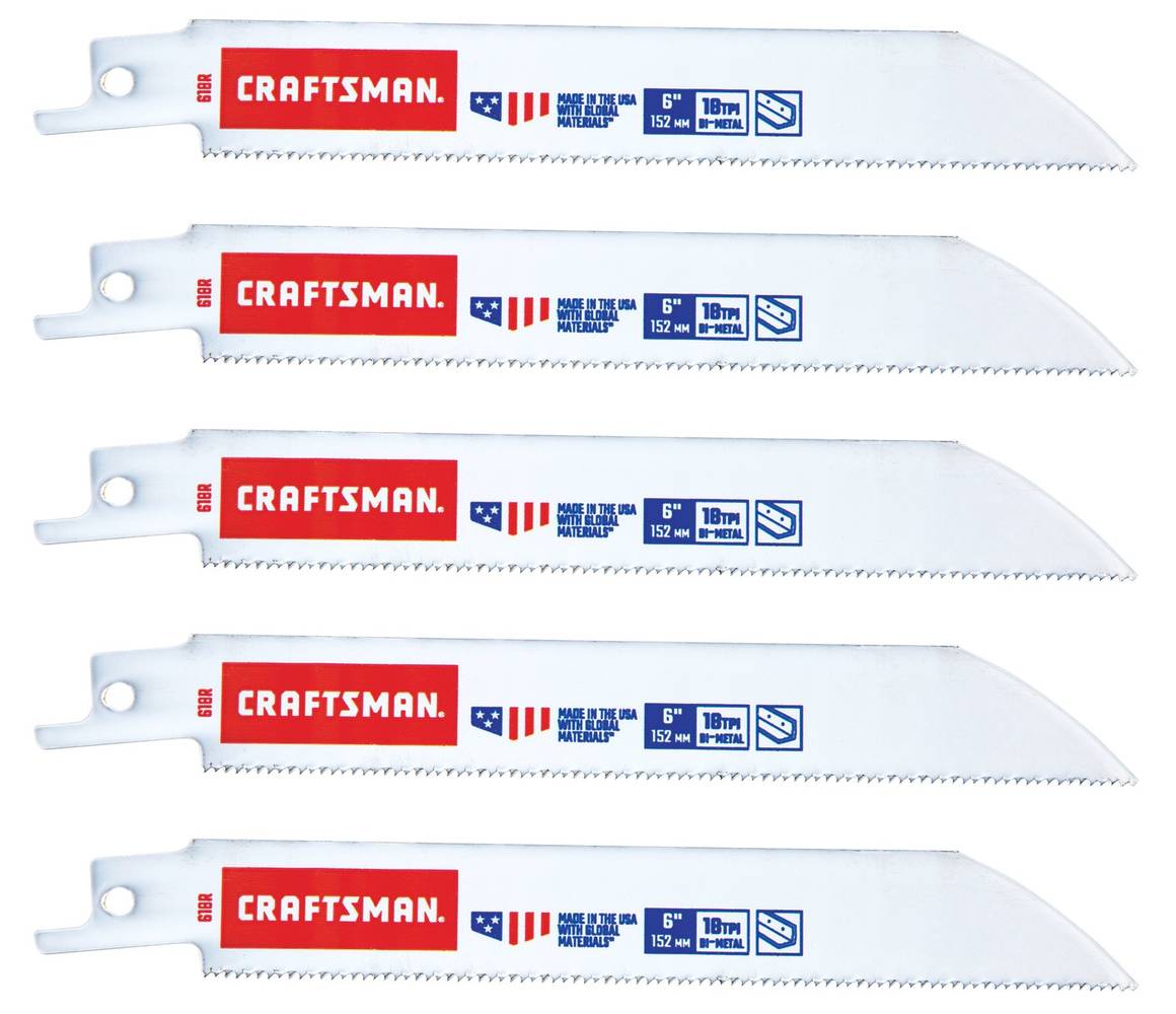 CRAFTSMAN Bi-metal 6-in 18 Tpi Metal Cutting Reciprocating Saw Blade (5-Pack) | 2058711