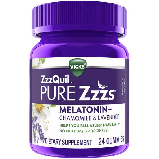 Pure Zzzs Melatonin Sleep Aid Gummies with Chamomile & Lavender 1 mg (24 ct)