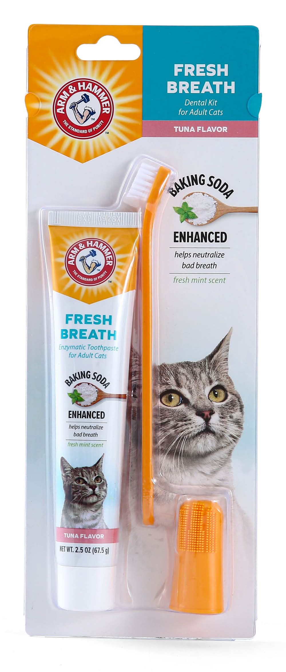 Arm & Hammer Cat Fresh Breath Dental Kit w/ Baking Soda, Tartar Control, TunaToothpaste, 2.5 oz (Size: 2.5 Oz)