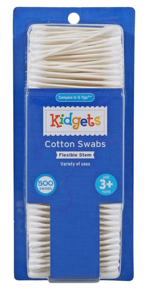 Kidgets Flexible Stem Cotton Swabs For Ages 3y+ (500 ct)