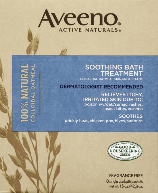 Aveeno Soothing Bath Treatment, Colloidal Oatmeal Skin Protectant Single  Use Packets