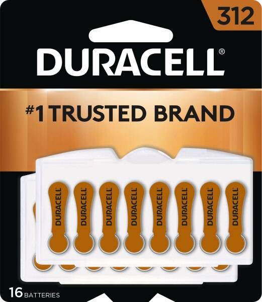 Duracell Hearing Aid Batteries Easytab, Size 312, 16 Ct