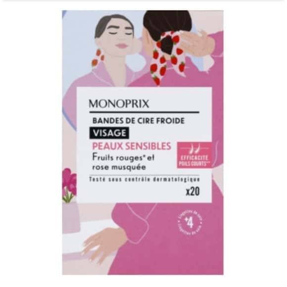 Monoprix Bandes De Cire Froide Visage Les 20 Bandes + 4 Lingettes Soin