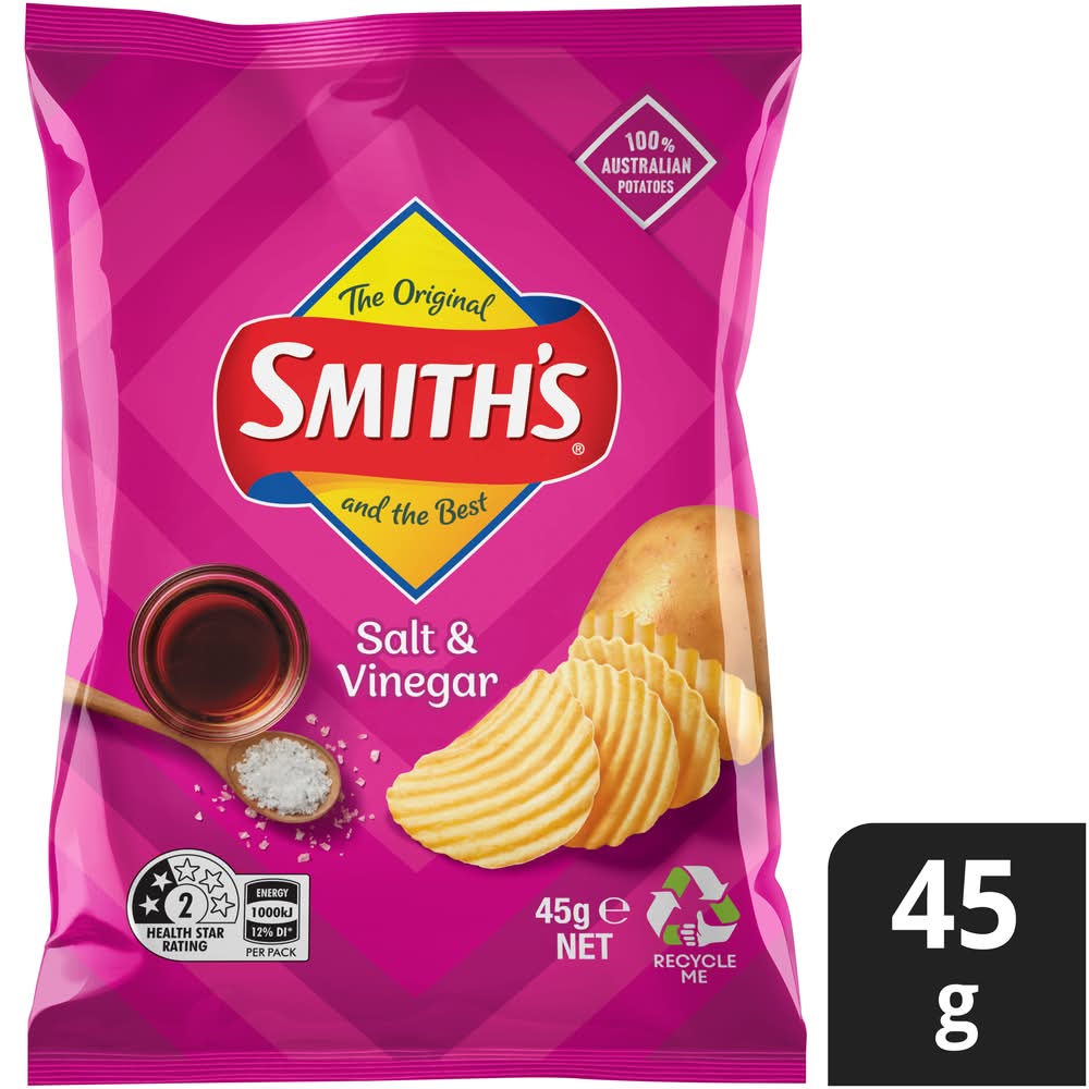 Smith's Crinkle Cut Potato Chips, Salt-Vinegar (45g)