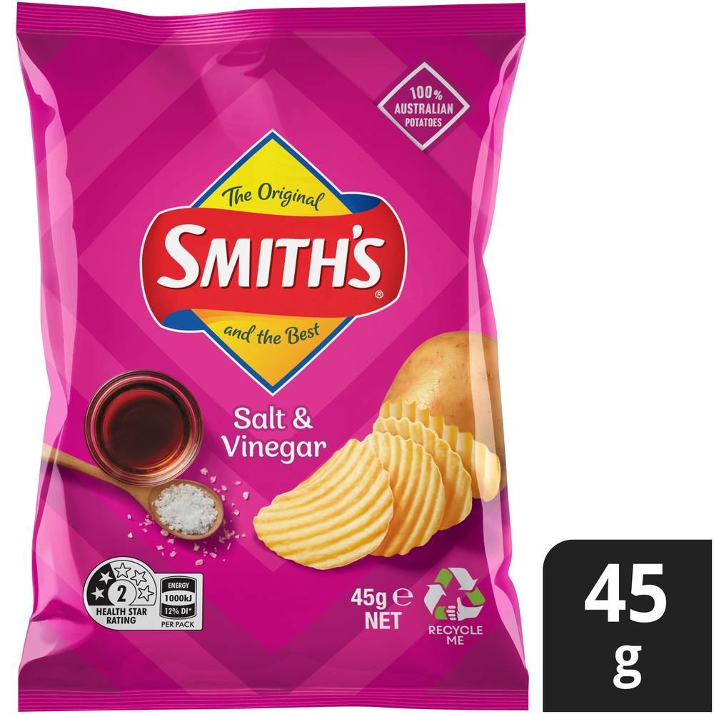 Smith's Crinkle Cut Potato Chips, Salt-Vinegar (45g)