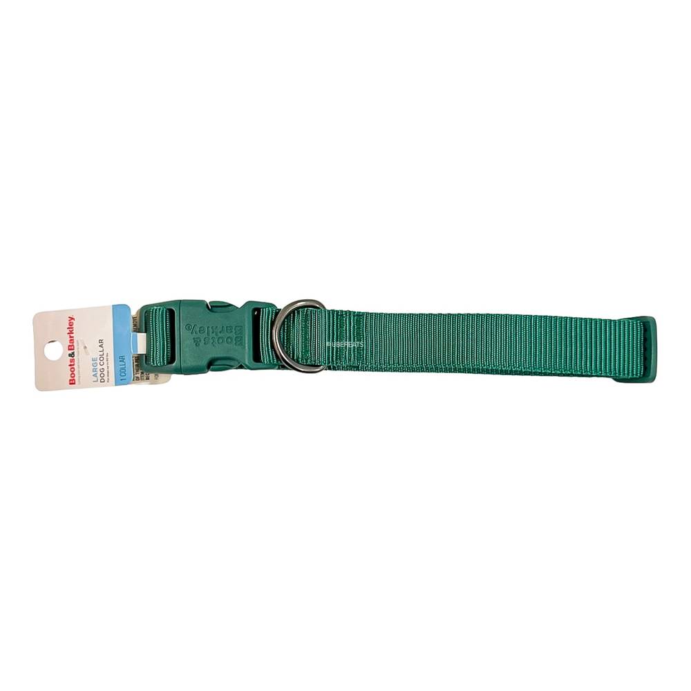 Basic Dog Adjustable Collar with Color Matching Buckle - L - Green - Boots & Barkley™