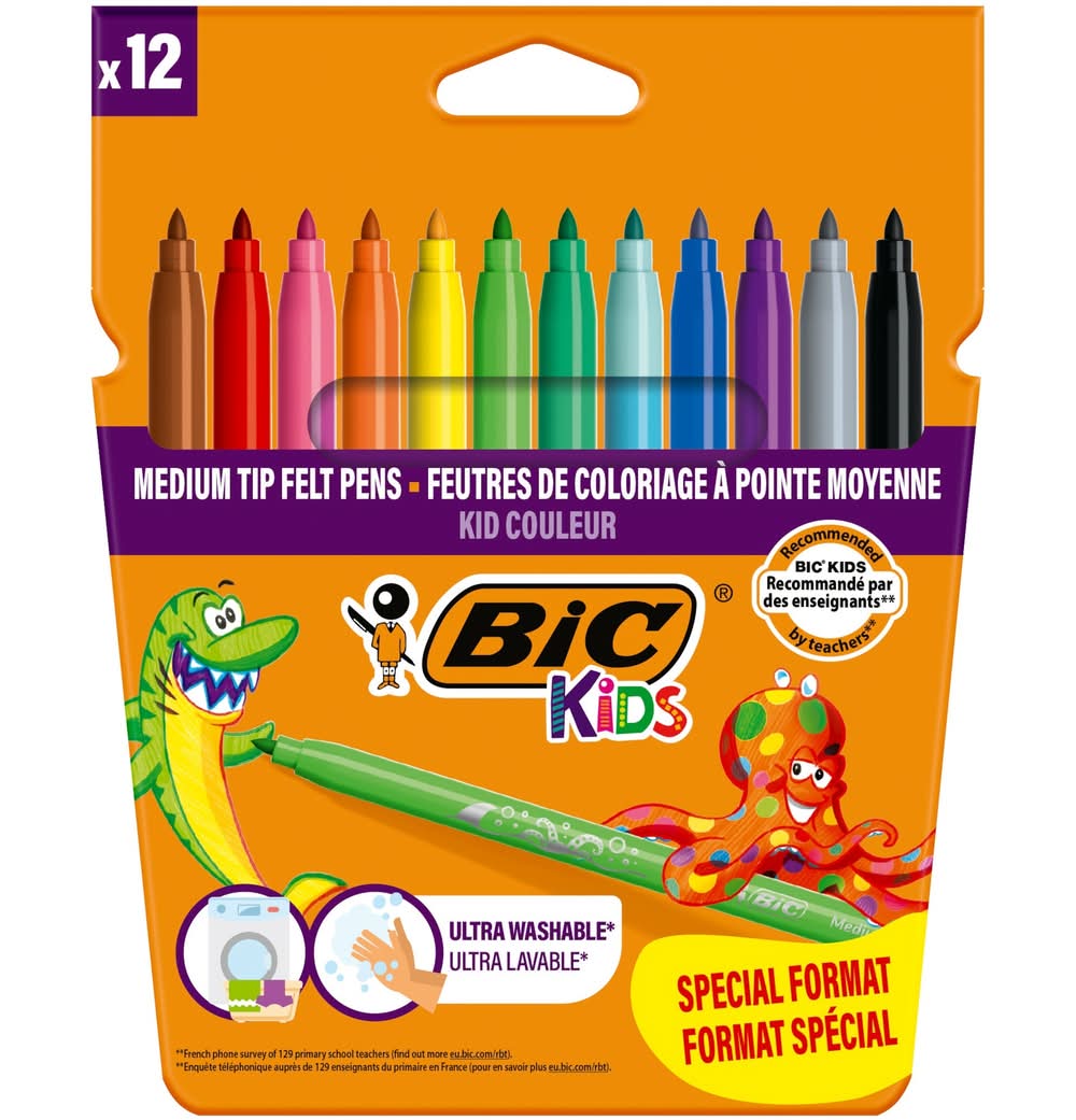 Marcadores de Colorir Kid Couleur 12 unidades Bic