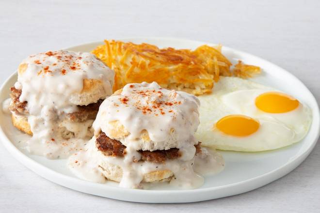Biscuits & Gravy with Eggs*