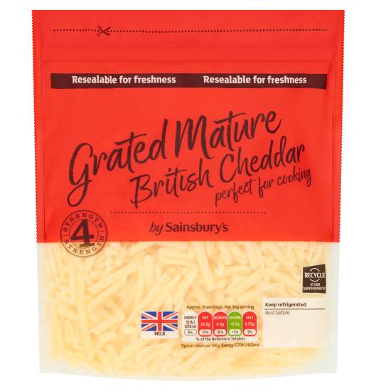 Sainsbury's Grated Mature British Cheddar (250g)
