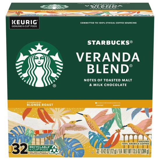Starbucks Blonde Roast Veranda Blend Coffee K-Cup Pods, 32 CT