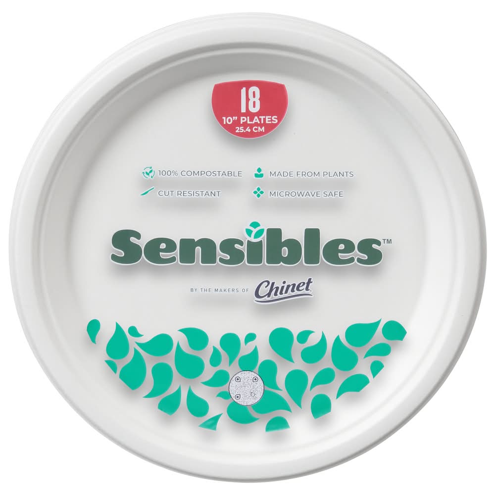 Chinet Sensible Plates, 10 in, White (18 ct)