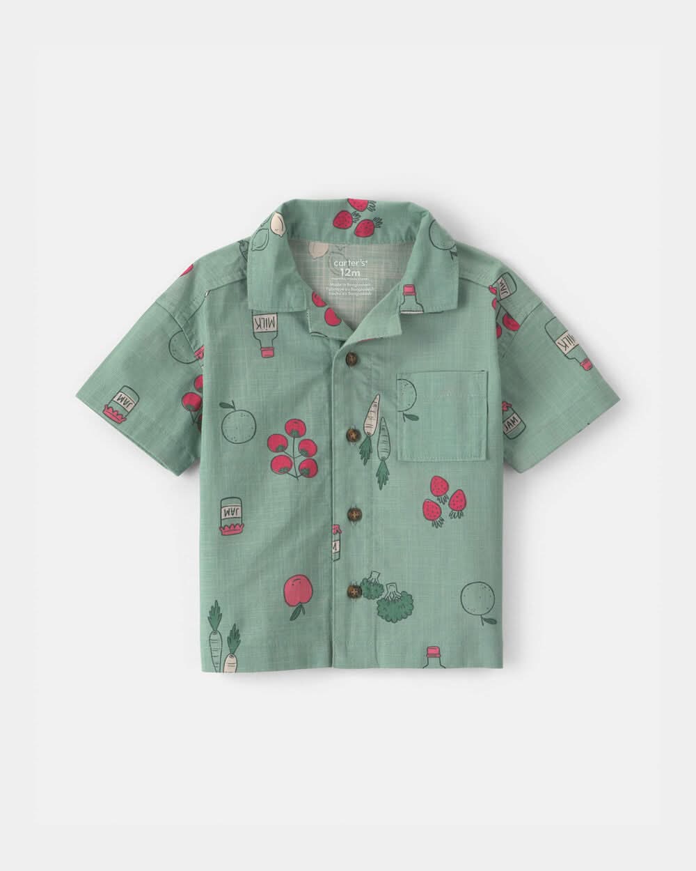 Baby Boy Veggie Fruit Short-Sleeve Button-Down Shirt - Green - 18M