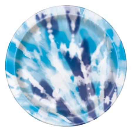7in Gold Polka Dot Party Paper Plates 8-Count Blue