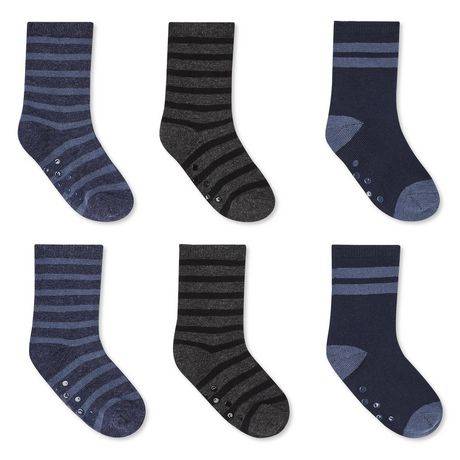 George Baby Boys Crew Socks With Grippers (6 ct) (assorted)