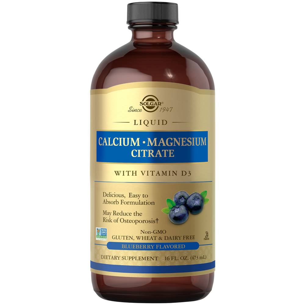 Solgar Calcium Magnesium Citrate With Vitamin D3 Liquid (blueberry)