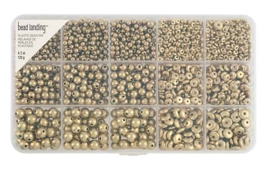 Bead Landing Plastic Spacer Bead Mix, Gold (4.2 oz)