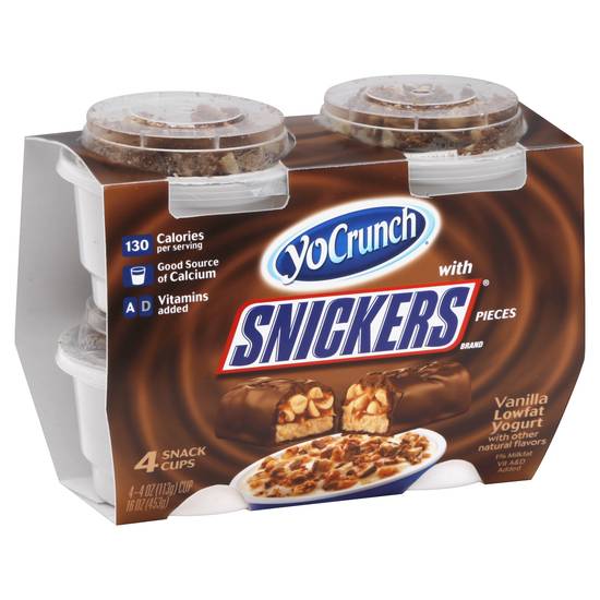 Yocrunch Low Fat Vanilla Yogurt With Snickers Pieces (4 ct)