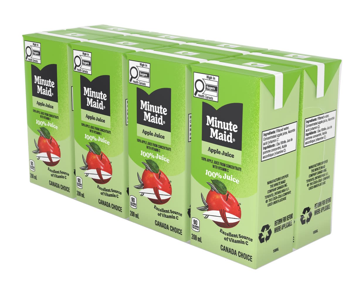 Minute maid jus 100% à base de concentré - 100% juice from concentrate (8 pièces, 200 ml) (pomme)