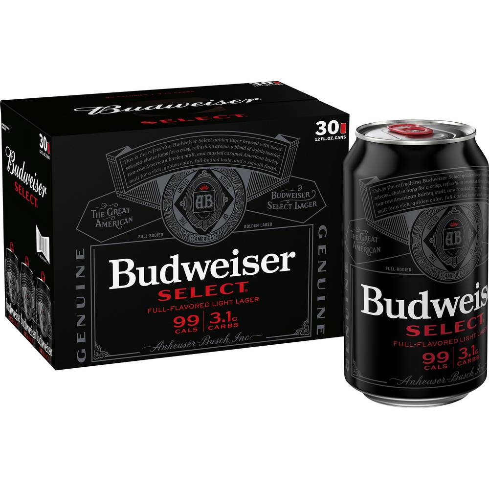 Budweiser Select Domestic Light Golden Lager Beer (30 ct, 12 fl oz)