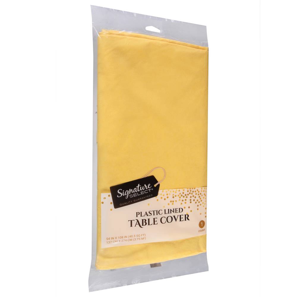 Signature Select Soft Yellow Plastic Lined Table Cover