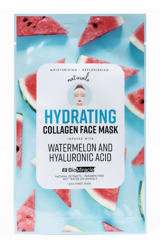 BioMiracle Hydrating Collagen Watermelon And Hyaluronic Acid Face Mask, 1-ct.