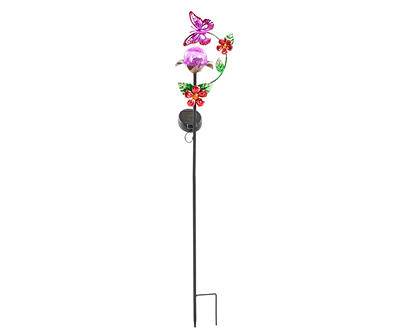 Real Living Butterfly Crackle Ball Led Solar Yard Stake (34" )
