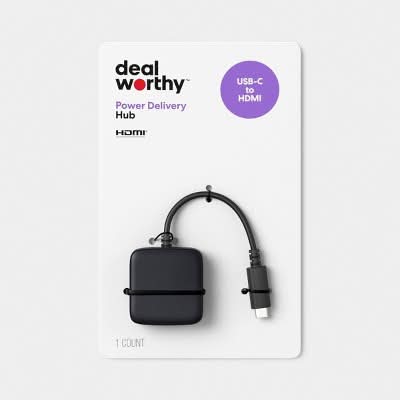 Dealworthy Usb-C 2-in-1 With 1-4k Hdmi 1-usb-c and Power Delivery, 3.35 in, Black