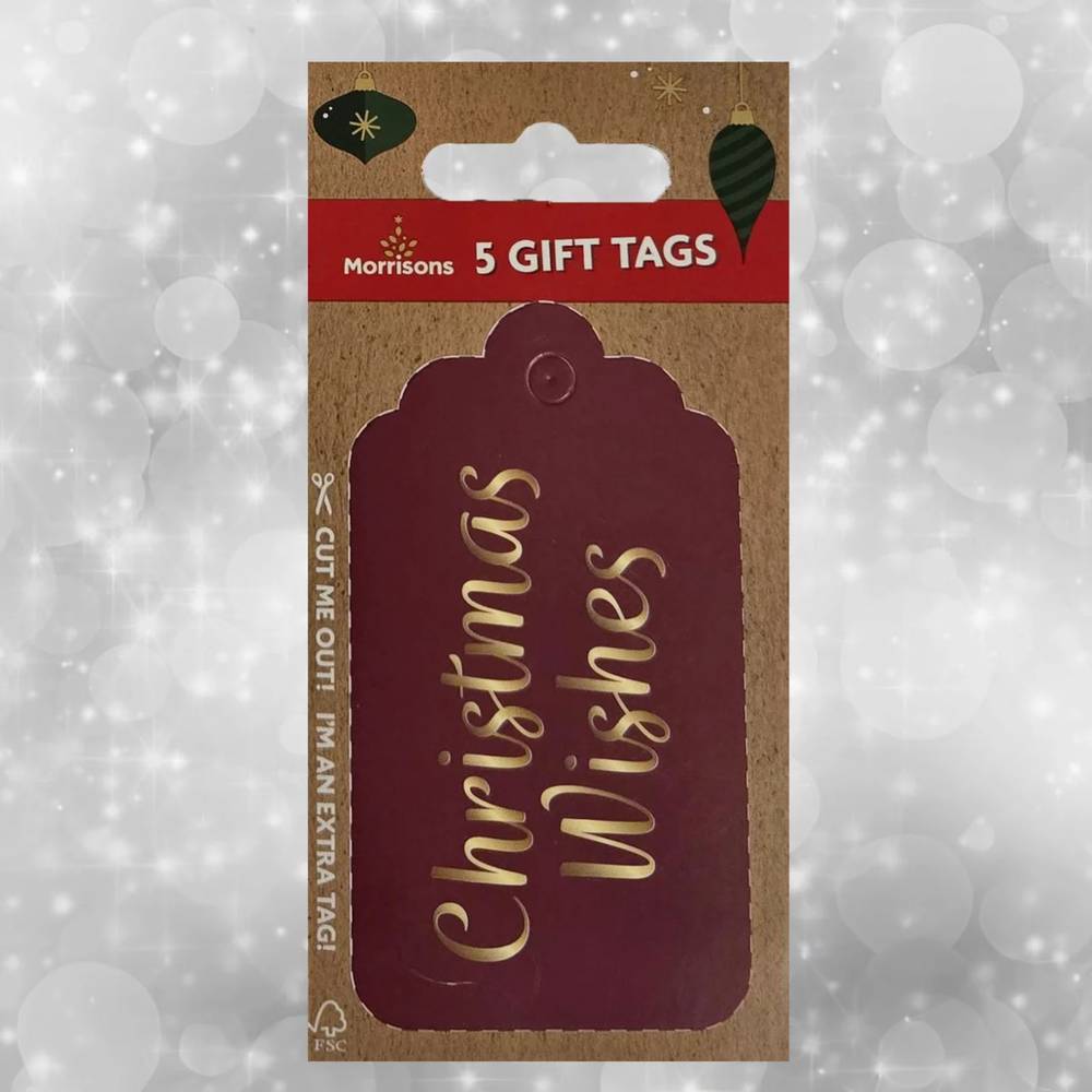 MORRISONS CHRISTMAS WISHES GIFT TAGS 6 PACK