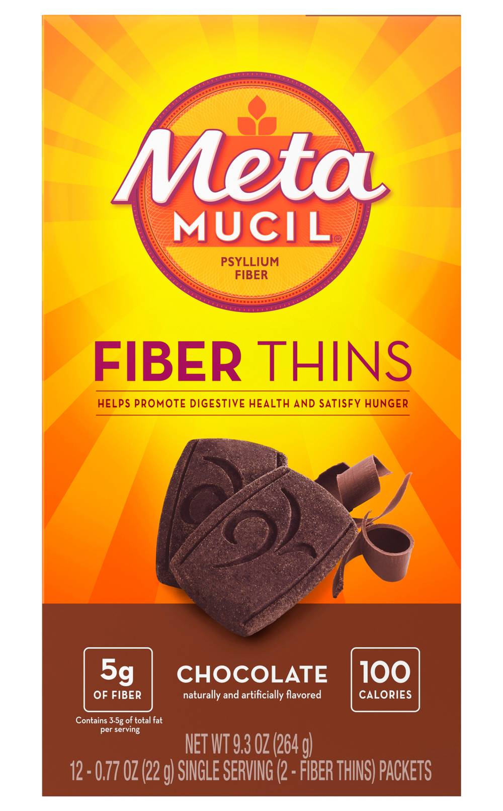 Metamucil Chocolate Fiber Thins (9.3 oz, 12 ct)