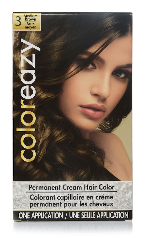 Coloreazy Permanent Cream Hair Color, Medium Brown