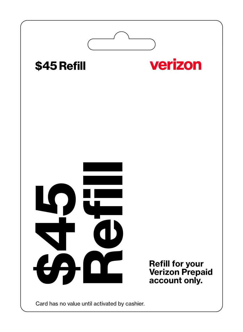 Verizon Wireless Prepaid Refill Card