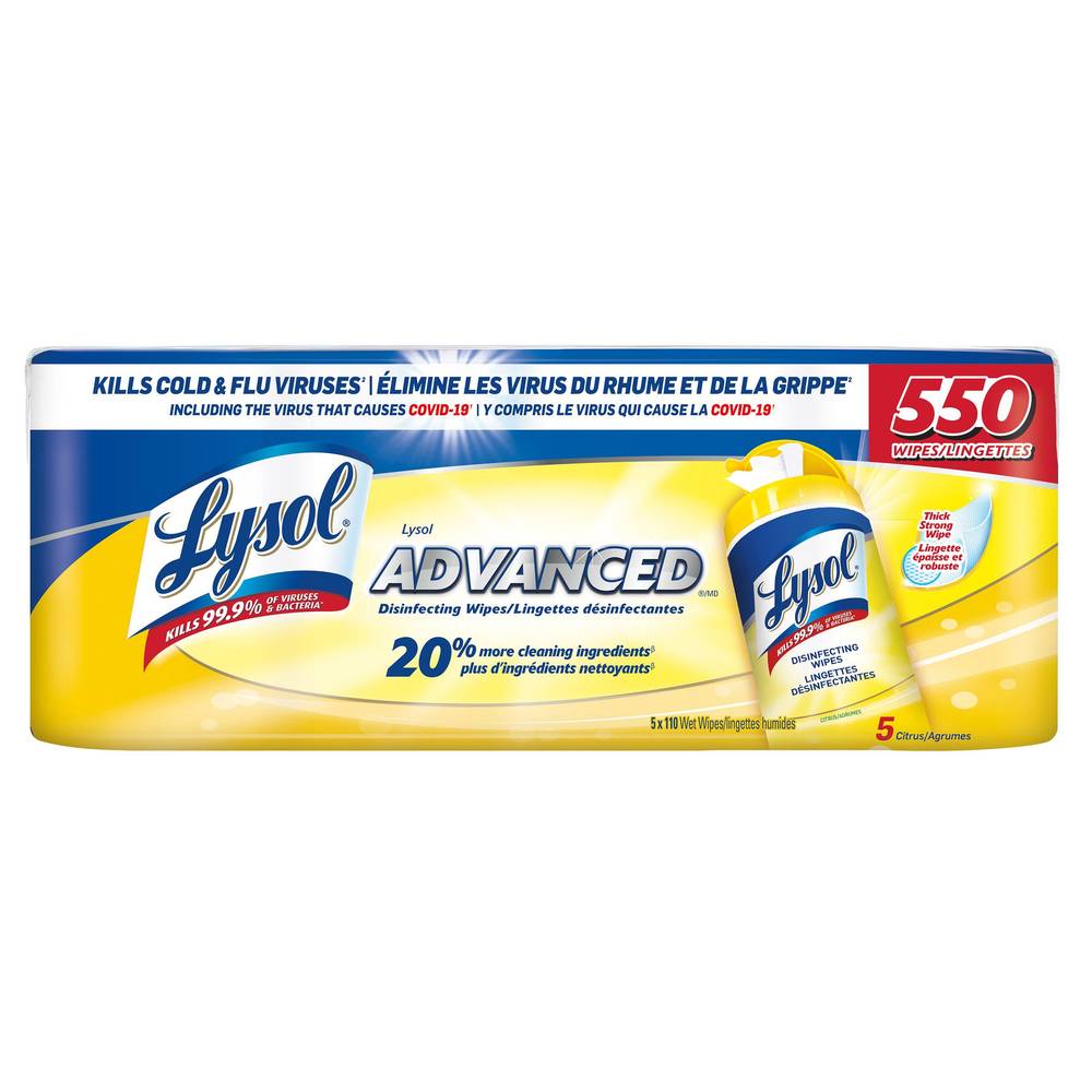 Lysol Advanced lingettes désinfectantes (550 units) - Advanced disinfectant wipes (500 units)