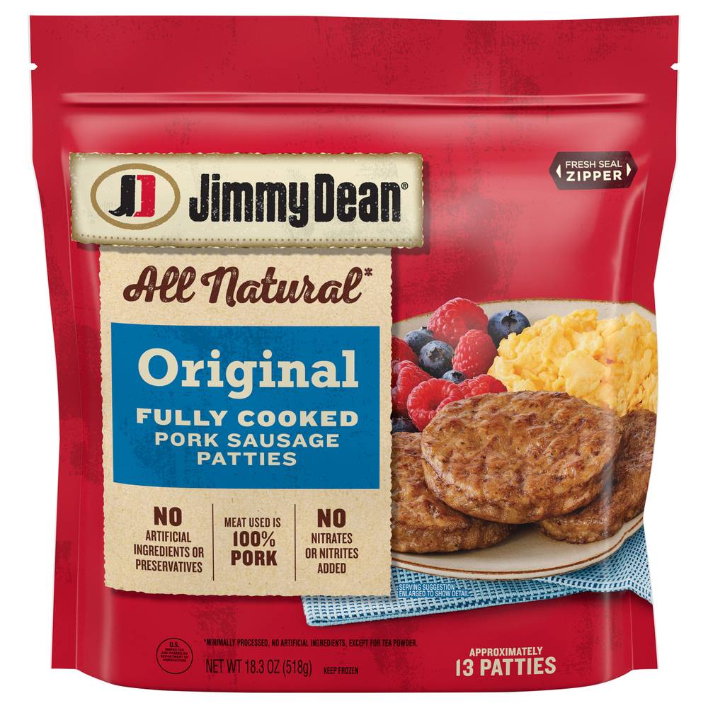 Jimmy Dean All Natural Original Fully Cooked Pork Sausage Patties (1.14 lbs)