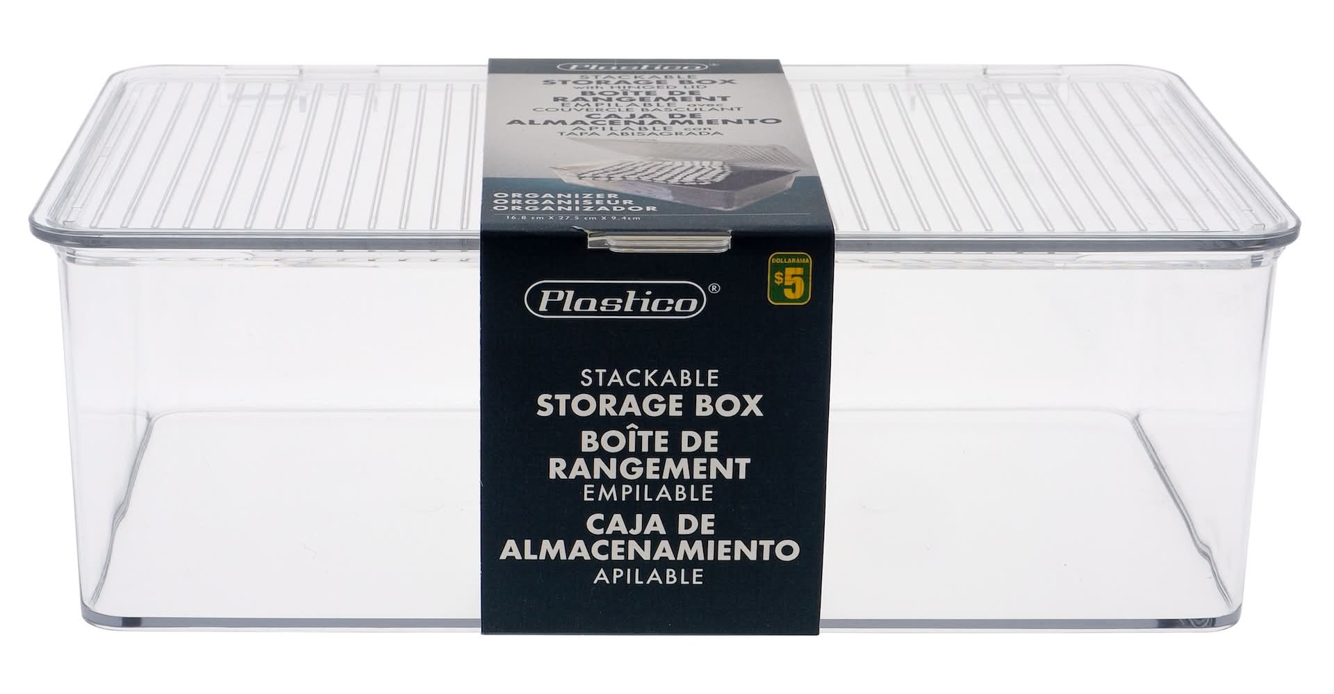 Plastico Stackable Storage Box With Lid, Clear