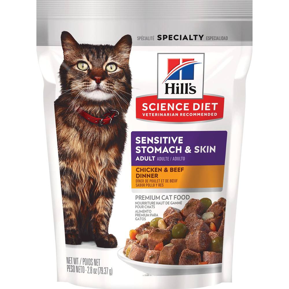 Hill's® Science Diet® Sensitive Stomach & Skin Adult Wet Cat Food - 2.8 oz (Flavor: Chicken & Beef, Color: Assorted, Size: 2.8 Oz)