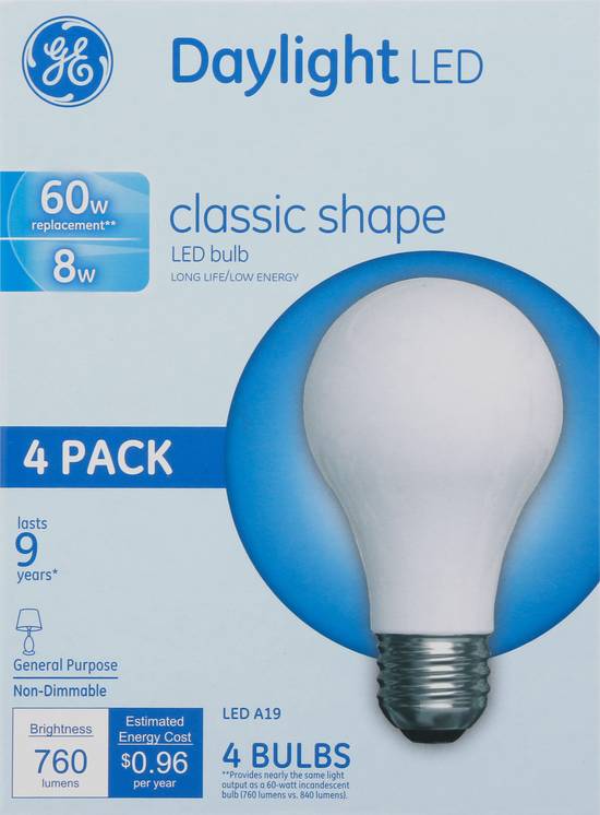 Ge 60w Classic Shape Led Bulb (4 ct)