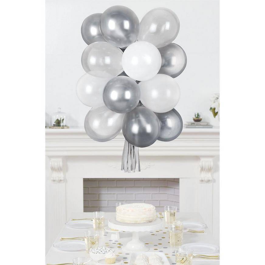 Uninflated Air-Filled Platinum Latex Balloon Chandelier Kit, 15in x 21in