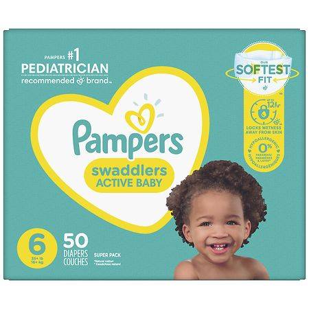 Pampers Swaddlers Active Baby Diapers Size 6 (ct 50) - 50.0 ea