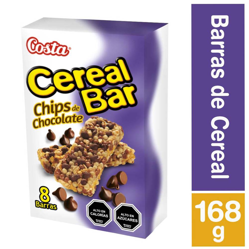 Costa barra cereal bar chips de chocolate (8 u x 21 g c/u)