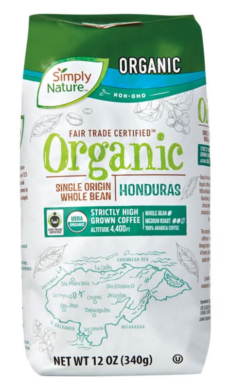Simply Nature Organic Honduras Single Origin Whole Bean Medium Roast Coffee (12 oz)