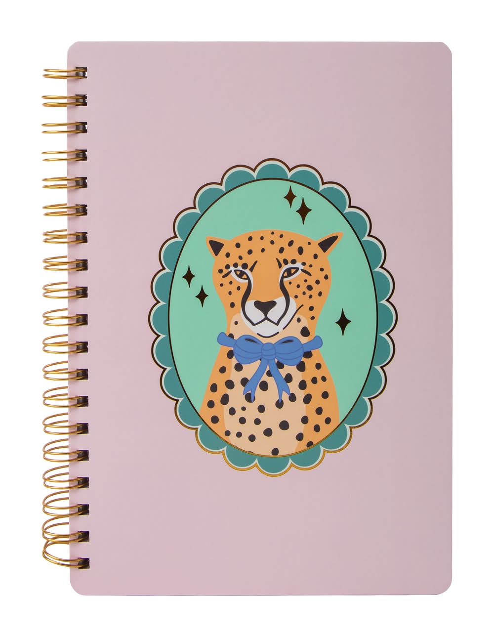 Twin Wire Spiral Bound Journal Pink with Cheetah