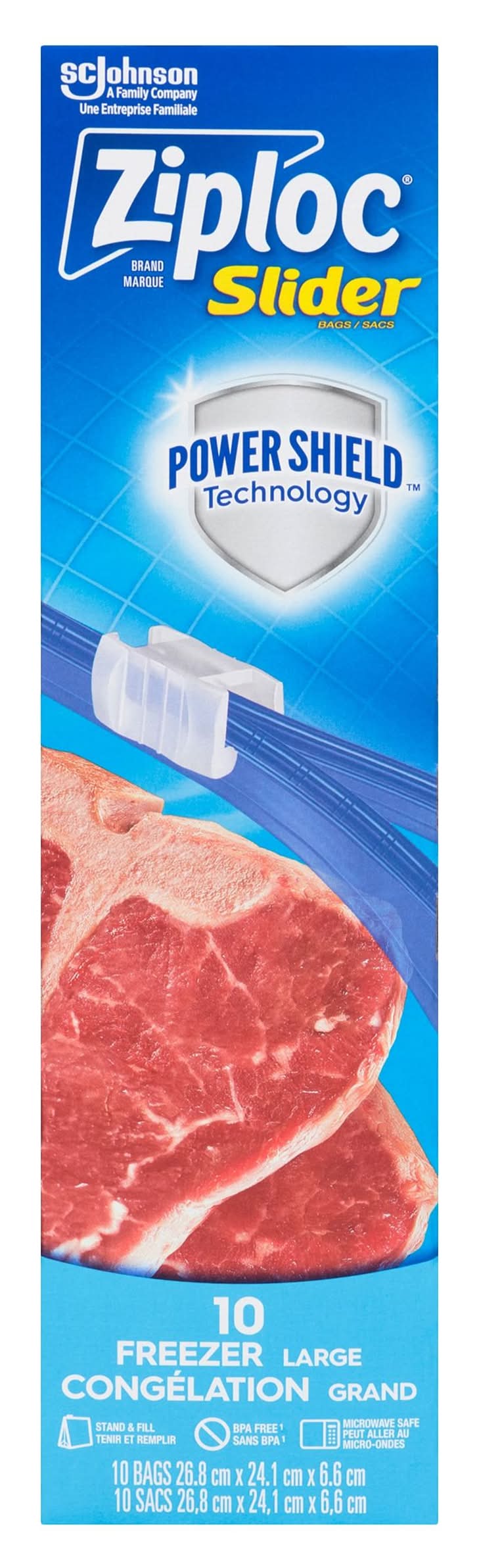 Ziploc Freezer Slider Bags, L (10 ct)